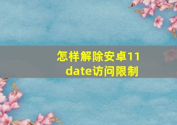 怎样解除安卓11date访问限制