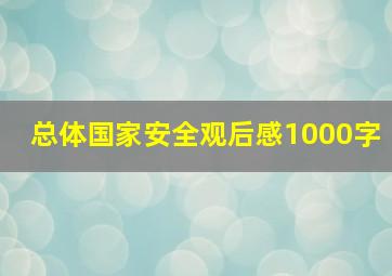 总体国家安全观后感1000字