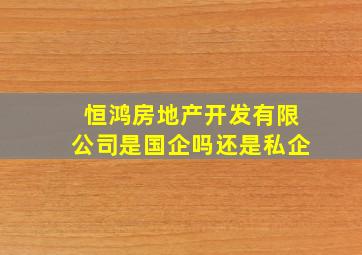 恒鸿房地产开发有限公司是国企吗还是私企