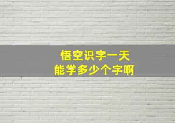 悟空识字一天能学多少个字啊