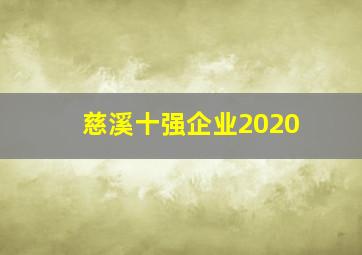 慈溪十强企业2020