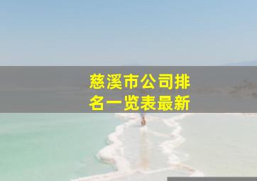 慈溪市公司排名一览表最新