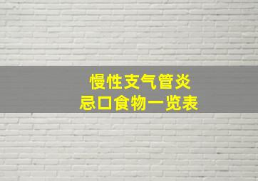 慢性支气管炎忌口食物一览表