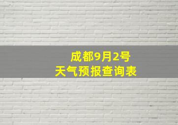 成都9月2号天气预报查询表