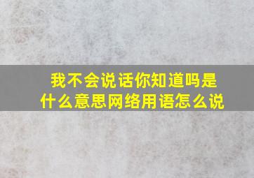 我不会说话你知道吗是什么意思网络用语怎么说