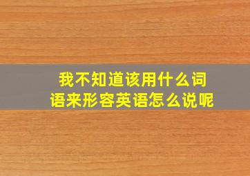 我不知道该用什么词语来形容英语怎么说呢