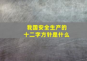 我国安全生产的十二字方针是什么