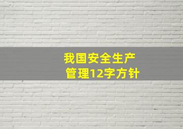 我国安全生产管理12字方针