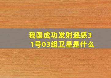 我国成功发射遥感31号03组卫星是什么