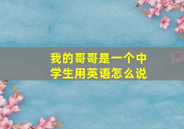 我的哥哥是一个中学生用英语怎么说