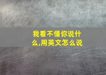 我看不懂你说什么,用英文怎么说