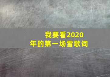 我要看2020年的第一场雪歌词