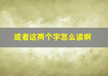 或者这两个字怎么读啊