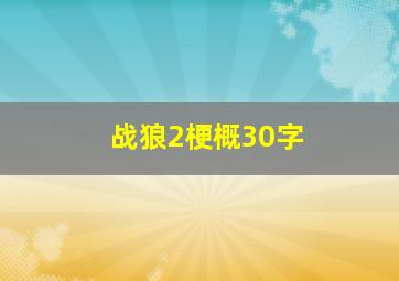 战狼2梗概30字