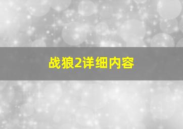 战狼2详细内容