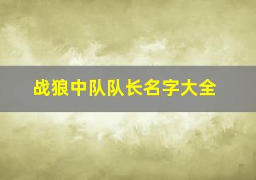 战狼中队队长名字大全