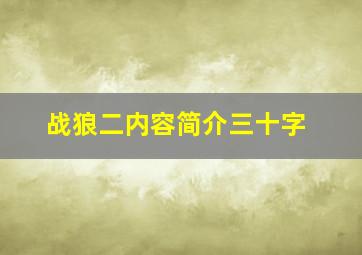 战狼二内容简介三十字