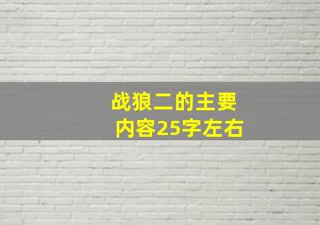 战狼二的主要内容25字左右