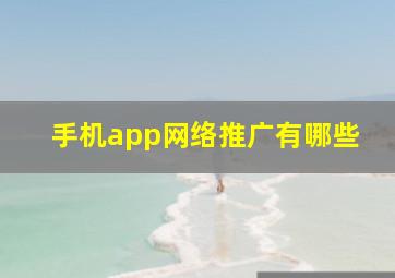 手机app网络推广有哪些