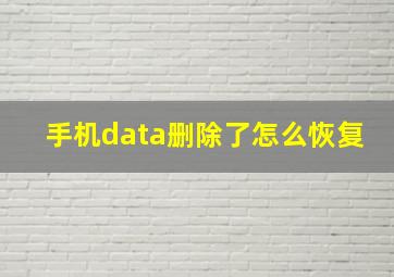 手机data删除了怎么恢复