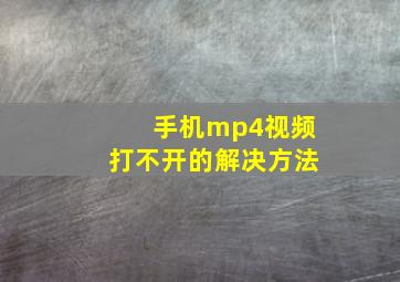 手机mp4视频打不开的解决方法