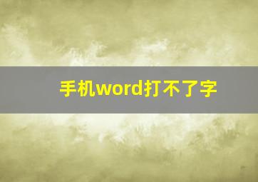 手机word打不了字