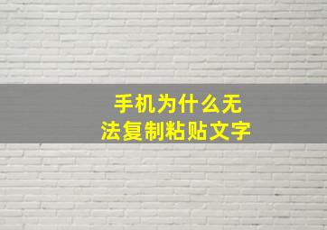 手机为什么无法复制粘贴文字