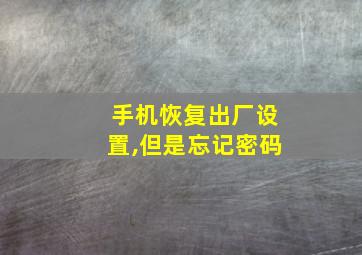 手机恢复出厂设置,但是忘记密码