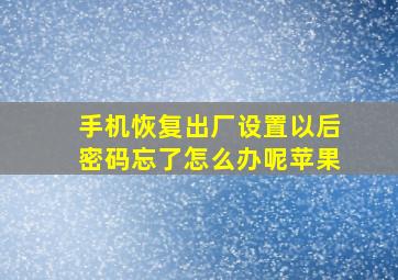 手机恢复出厂设置以后密码忘了怎么办呢苹果