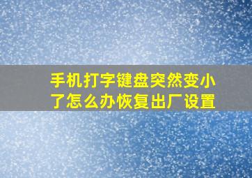 手机打字键盘突然变小了怎么办恢复出厂设置