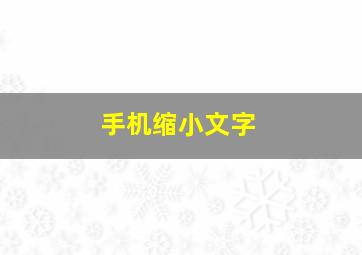 手机缩小文字