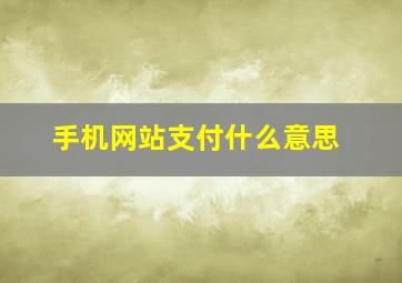 手机网站支付什么意思