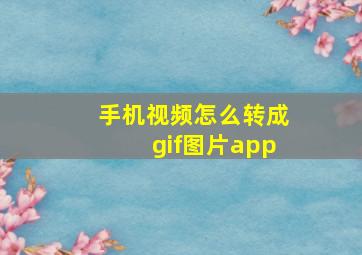 手机视频怎么转成gif图片app