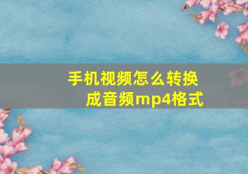 手机视频怎么转换成音频mp4格式