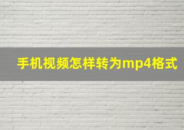 手机视频怎样转为mp4格式