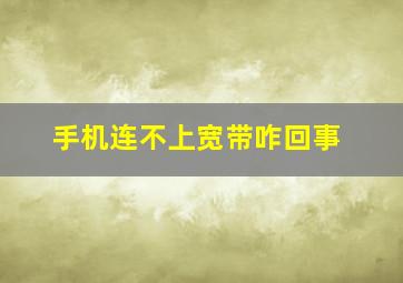 手机连不上宽带咋回事