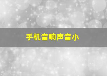 手机音响声音小