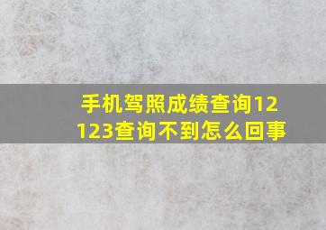 手机驾照成绩查询12123查询不到怎么回事