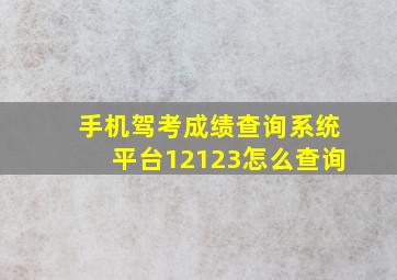 手机驾考成绩查询系统平台12123怎么查询