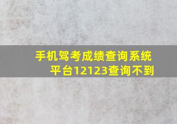 手机驾考成绩查询系统平台12123查询不到