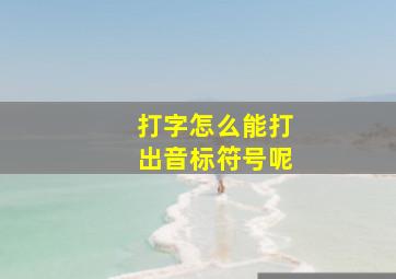 打字怎么能打出音标符号呢