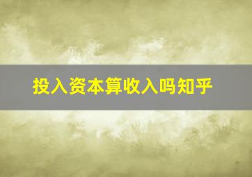 投入资本算收入吗知乎