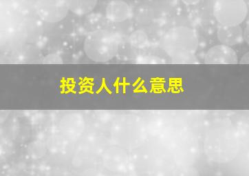 投资人什么意思