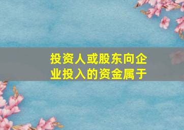 投资人或股东向企业投入的资金属于