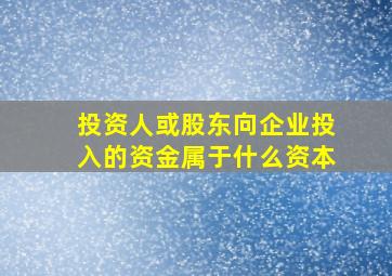 投资人或股东向企业投入的资金属于什么资本