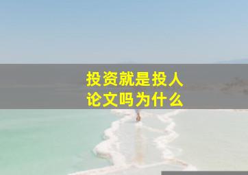 投资就是投人论文吗为什么