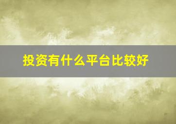 投资有什么平台比较好