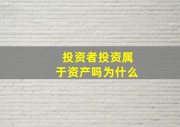 投资者投资属于资产吗为什么