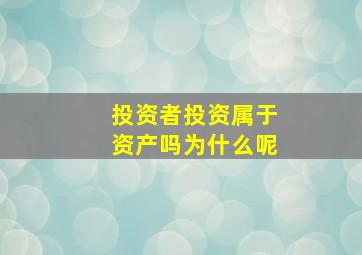 投资者投资属于资产吗为什么呢