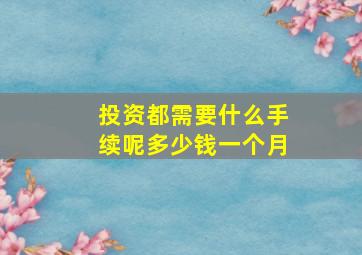 投资都需要什么手续呢多少钱一个月